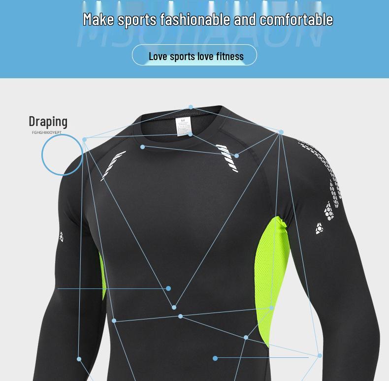 Men's Quick-Dry Long Sleeve Sports Shirt: Basketball, Running, Cycling, Fitness Wear, High Elastic & Breathable.
