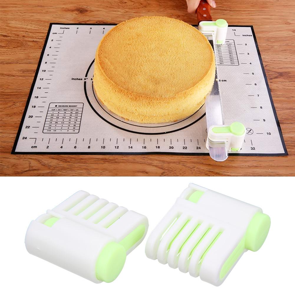 2Pcs MultiFunctional   Cake Brd Cutter Slicing   Tool Home Kitchen Accessory(Green 52036A )