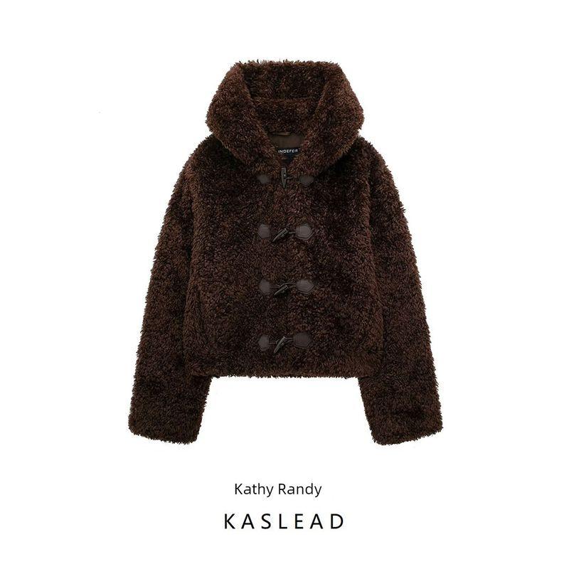 Kaslead New Arrival Women's Clothing Fashion Style Bends and Hitches Ornament Fur Effect Short Overcoat Outwear 4391854