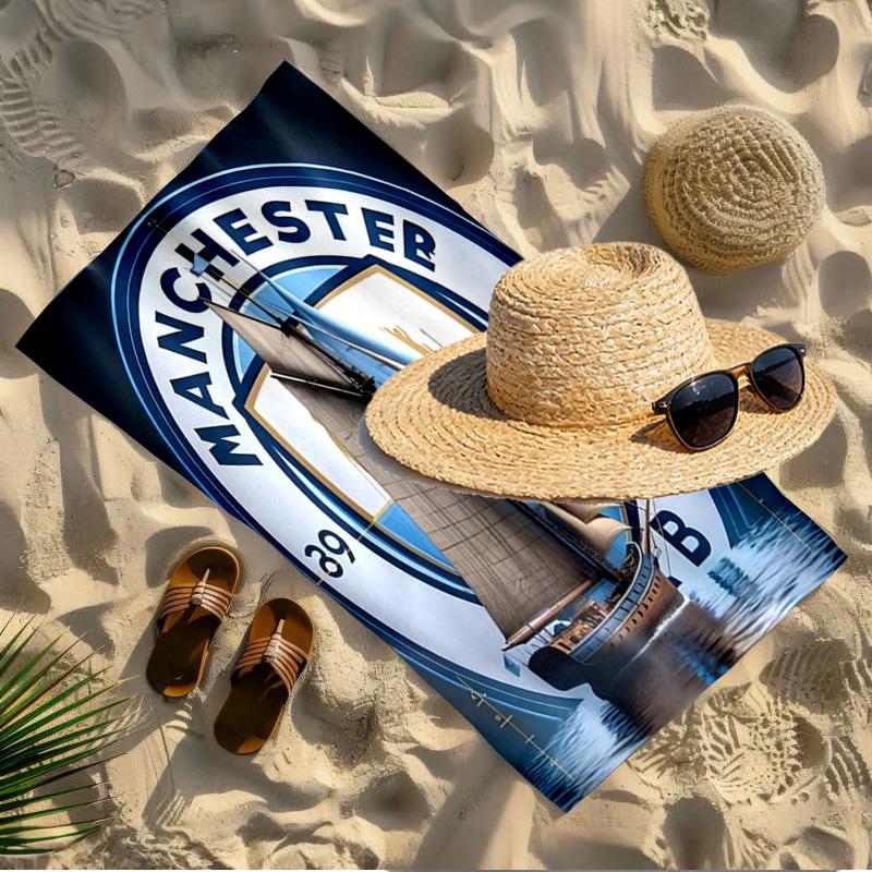 Manchester City FC Druck Strandtuch Design, Weich, Leicht. für Zuhause, Badezimmer, Spa, Pool, Yoga, Surfen, Camping, Geschenk für Familie, Freund