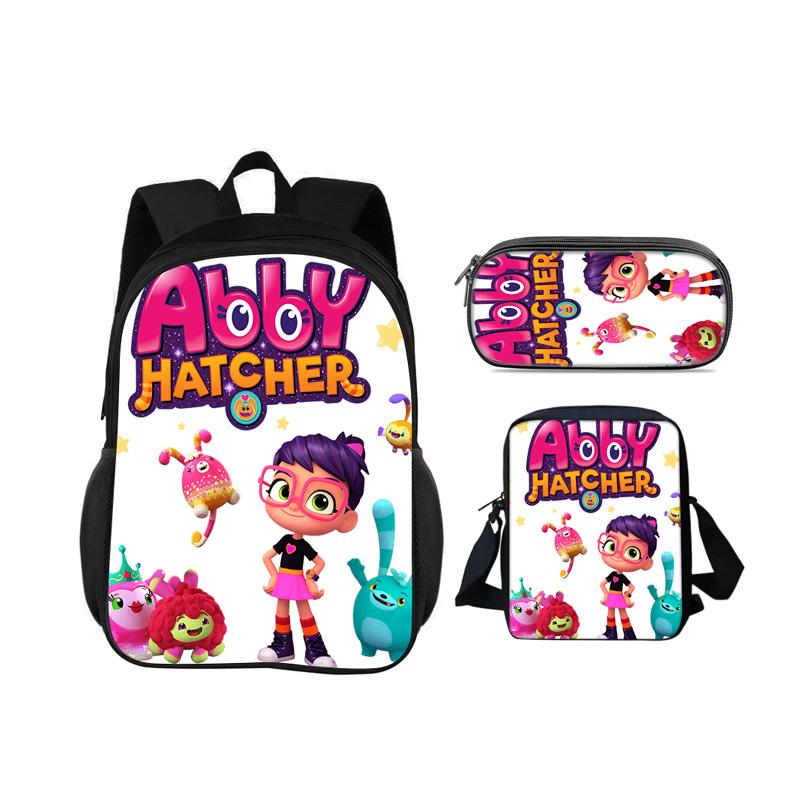 Abby Hatcher Rucksack Federmäppchen Umhängetasche 3-teiliges Set neuer Cartoon-Druck, bestes Geburtstagsgeschenk für Jungen und Mädchen, die zur Schule gehen