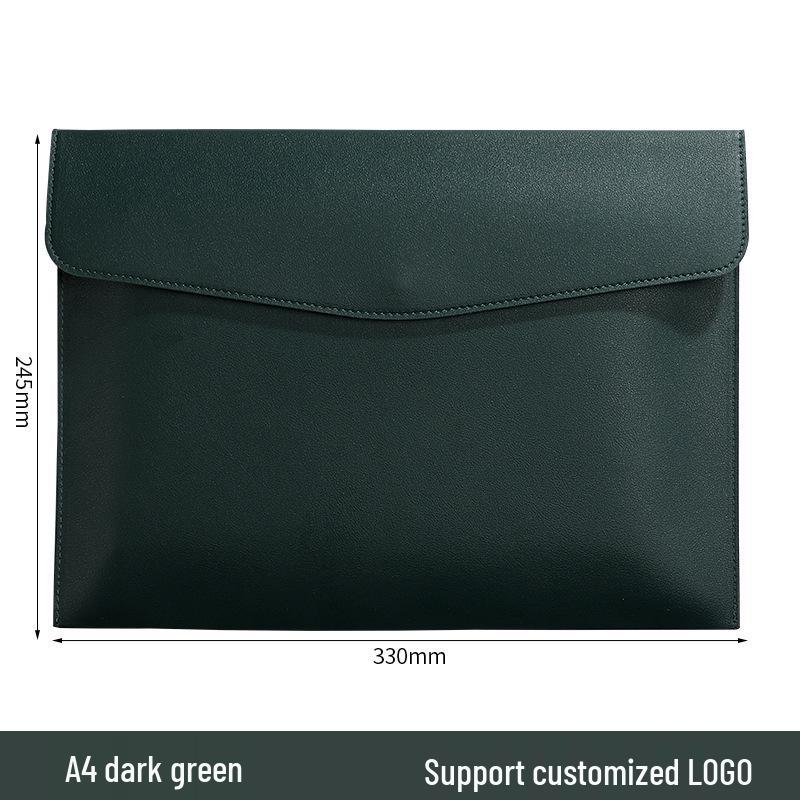 Custom Waterproof A4 Leather Document Folder with Snap Button for Business - Thickened File Bag with Logo Printing
