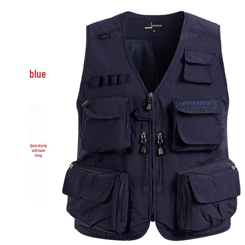 Men's 7XL Quick-Dry Mesh Vest With Multi-Pockets - Breathable Summer Wear