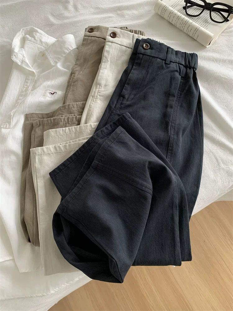 2025 Spring Retro Patchwork Women's Slimming Wide-Leg Workwear Pants