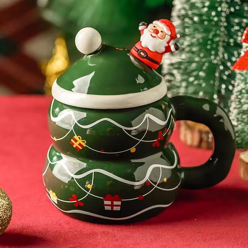

Christmas gift water cup cute Santa Claus cup ceramic high-value gift mug for girlfriends