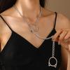 Collar de Cadena Metálica Punk Retro Unisex: Anillo Deslizante Trendy en Forma de Y para Parejas
