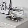 Metal Desktop Layered Storage Rack Double-Layer Desk Storage Rack Bathroom Cosmetics Storage Rack for Living Room Entrance Hall Kitchen and Bathroom