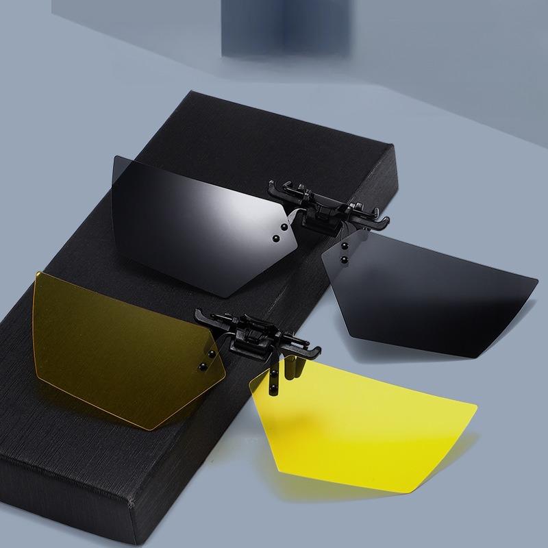 Non-polarized Rimless Clip on For Men Women Polygon Flip Up Sunglasses Night Vision Driver Fishing Eyeglasses