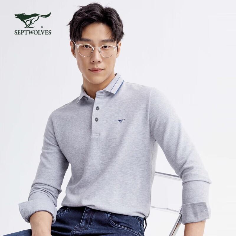 Septwolves Men's Solid Long Sleeve Polo Shirt