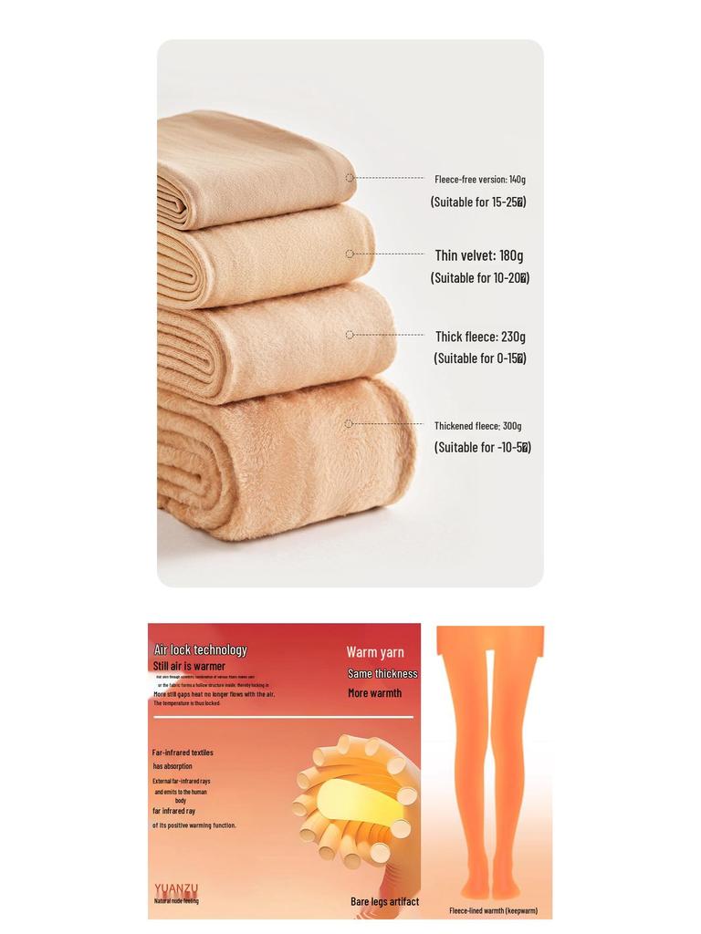 Double-Layer Fleece-Lined Black Stockings: Sheer Nude Button-Style Leggings for Autumn/Winter Women