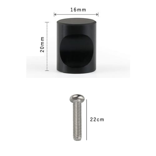 Harukita Drawer Pulls, Knobs, Cabinet/Closet Handles, Aluminum Alloy, Round, with Screws, Black, Set of 10 (16 x 20 cm)