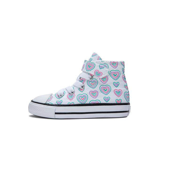 Converse Chuck Taylor All Star EasyOn High TD Hearts Baby Sneakers White Oops-Pink A08379C