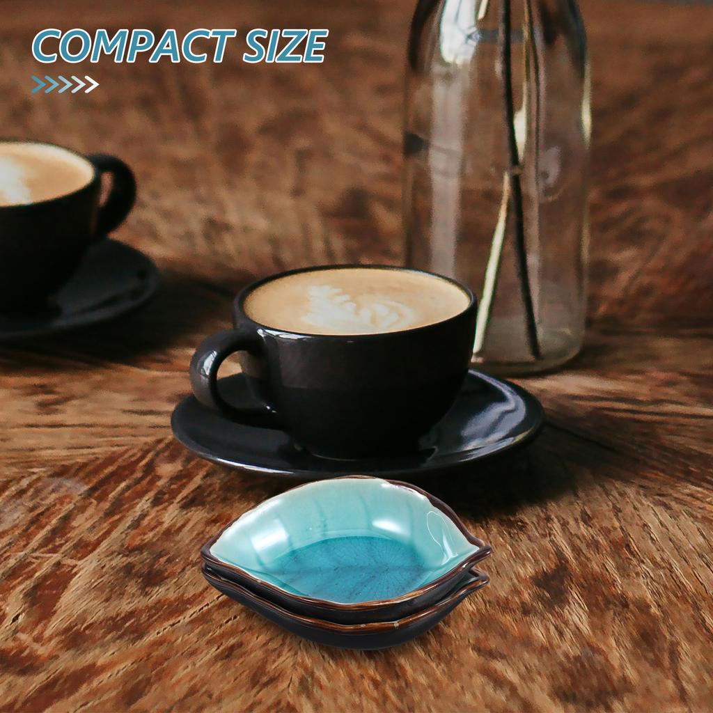 2 pcs Ceramic Leaf Spoon Rest Ice Crack Finish Kitchen Utensil Holder For Coffee Station Cooking Spoon Rest Stove Organizer