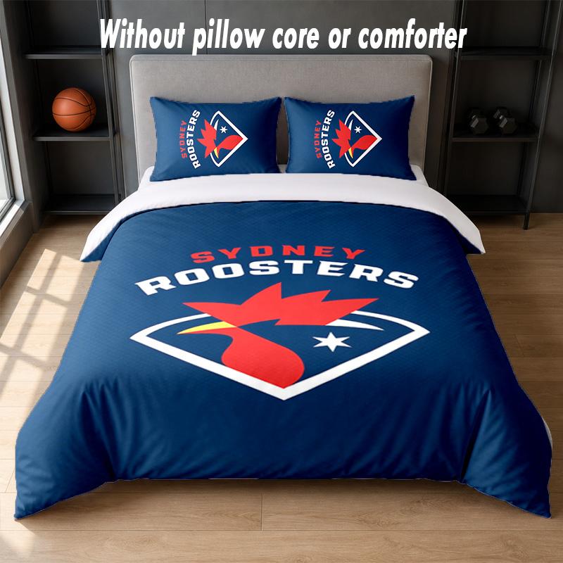 Sydney Roosters Design Bed Bedding Set 1 Duvet Cover + 2 Pillowcases Soft Breathable Household Bed Linens
