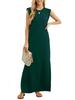 European and American new women's summer casual solid color round neck sleeveless loose long dress