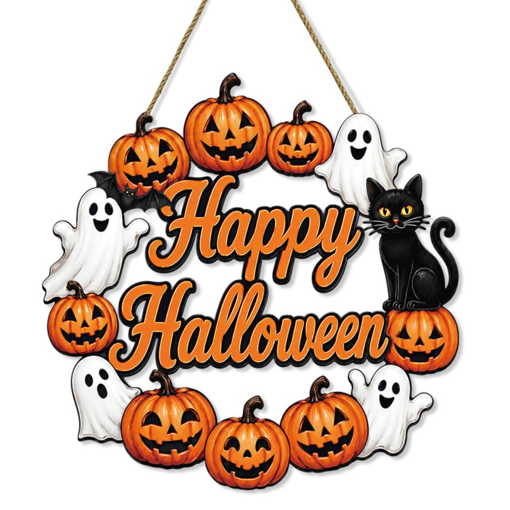 Halloween Wooden Hanging Sign Wall Decor for Party Celebration