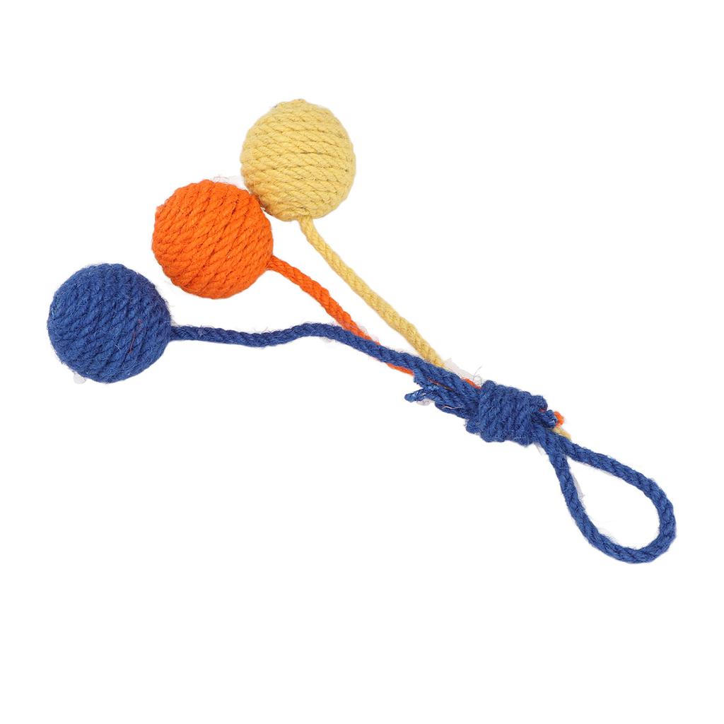 Hanging Cat Sisal Ball Chewable Colorful Interactive Cat Sisal Rope Ball Toy for Pet Indoor Red