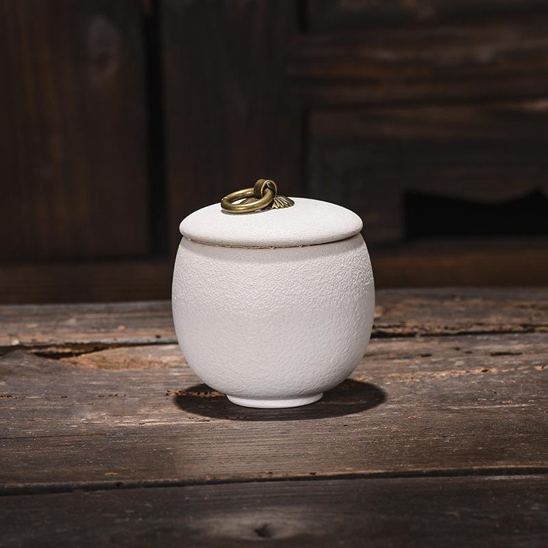 Creative Tea Jar Ceramic Coffee Food Sealed Jar Household Moisture-proof Storage Box Portable Travel Box Storage Container Home