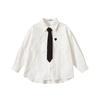 Spring Girls' Academy Long Sleeve Lapel Shirt - Korean Style for Medium and Large Girls
