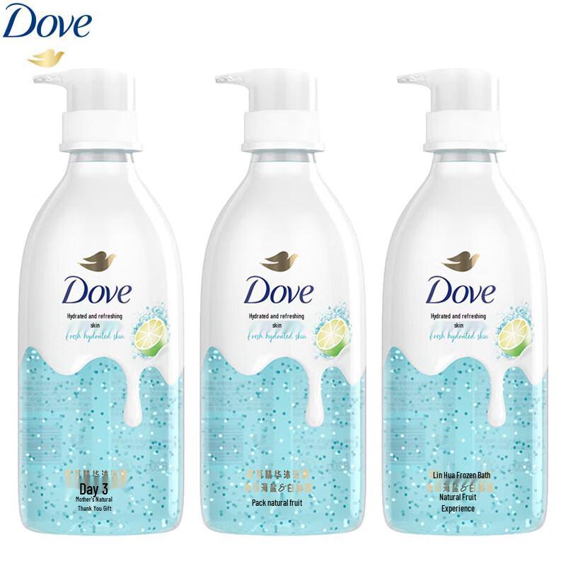 Dove Refreshing Shower Gel with Glacial Sea Salt & White Grapefruit, 3x430g