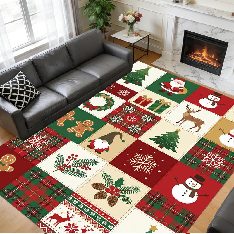 Christmas Printed Square Area Rug Soft Non Slip Floor Carpet For Bedroom Holiday Gift