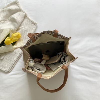 High Value and Large Capacity Class Bag Women's 2025 New Versatile Handbag Linen Shoulder Tote Bag Tide