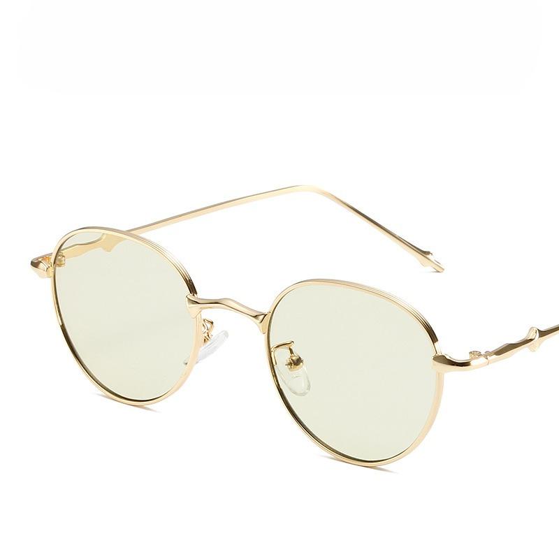 Fashion Round Full Frame Sun Glasses Light Color Tinted Sunglasses Retro Vintage Thin Mirror Lens Glasses for Beach Vacation