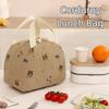 New Corduroy Lunch Bag Thermal Insulated Cute Bear Bow Picnic Food Pouch Multi-functional Storage Handbag for Outdoor Travel