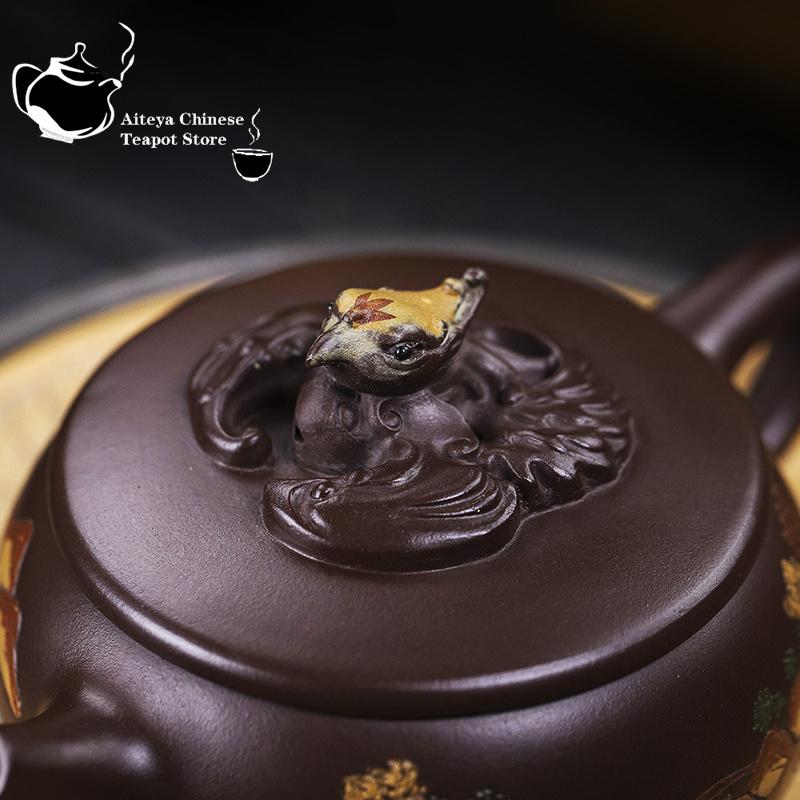 Yixing Handmade Purple Clay Pot Hundred Eyes Purple Eggplant Clay Eagle Strike the Sky Kung Fu Tea Set Chinese Tea Pot 240ml