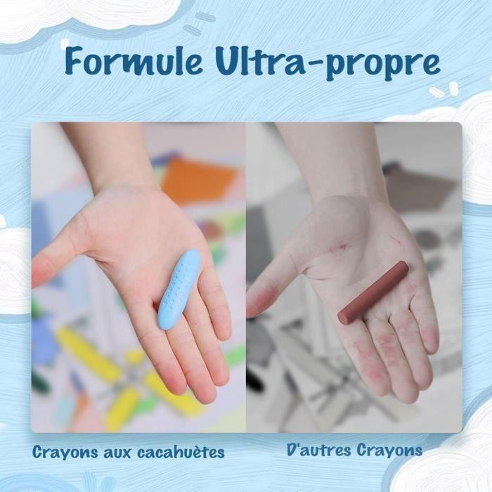 Crayons de couleur - yplus - cacahuètes - non toxiques - 12 couleurs - pour enfants de 1 à 4 ans