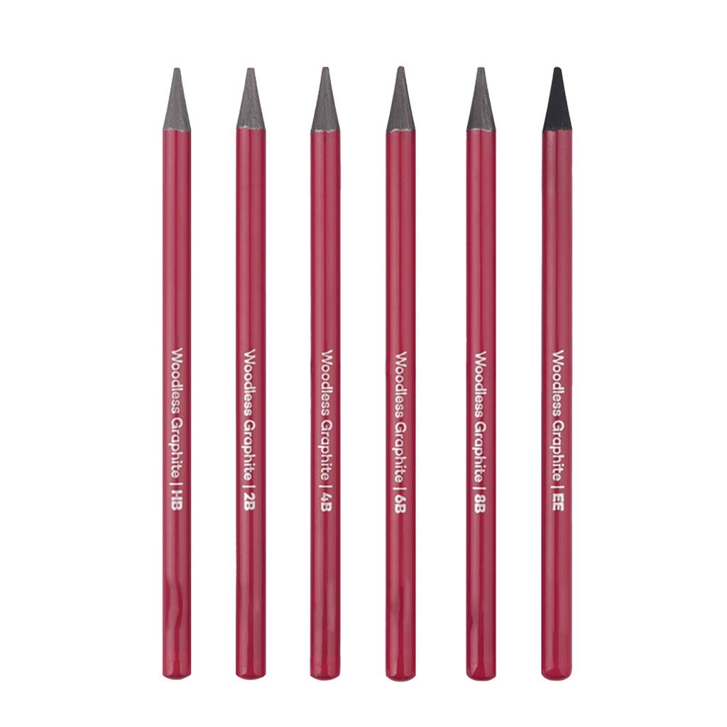 6 PCS Graphite Pencil Set HB 2B 4B 6B 8B EE Professional Woodless Graphite Pencils for Drawing Sketching Shading