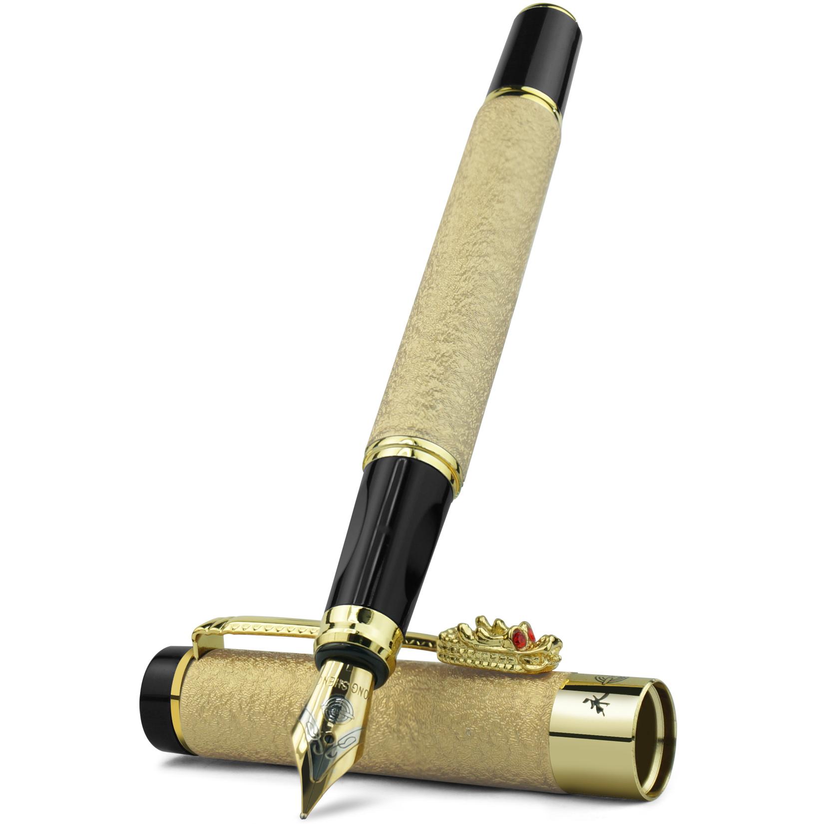 

STONEGO Luxury Dragon Crystal Diamond Ink Fountain Pen Office Business Men Siganture Metal Pen золотой