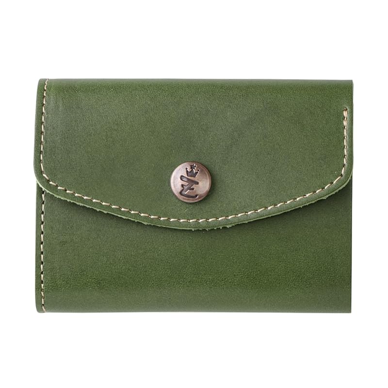 

[Zario Grande] wallet men s tri-fold tochigi leather compact mini wallet made in Japan [ZAG-0043] (Dark green x green (limited color))