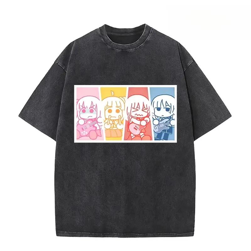 

Ijichi Seika Bocchi The Rock Anime Clothing Men Women Oversized T-shirts Washed T Shirt Vintage Cotton Tshirt Harajuku Male Tops S