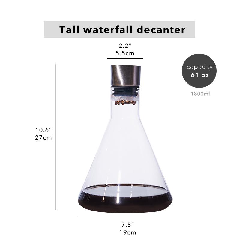 Wine Decanter, Wine Aerator with Built-in-Aerator Stainless Steel Filter, Hand Blown Lead-free Crystal Glass Wine Decanters