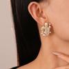 French Vintage Imitation Pearl Irregular Geometric Silver Needle Earrings