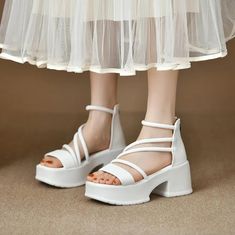 

Fashion Women s Platform Sandals 2025 New Summer High-end Roman Shoes 35 белый