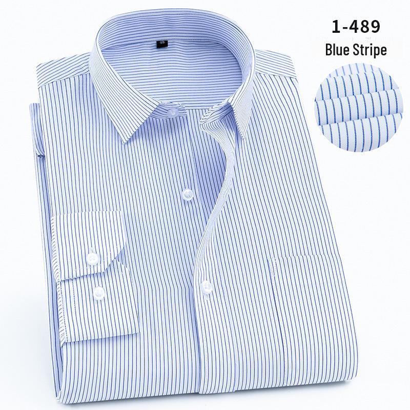 2025 Spring Men's Gray Non-Iron Long Sleeve Business Casual Shirt, Large Solid Color for Young to Middle-aged.