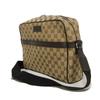 Used GG Canvas Messenger Bag (9539) 449173 KY9KN 9886 7921, Brown Calfskin Crossbody Bag with Embossed Logo in Beige,