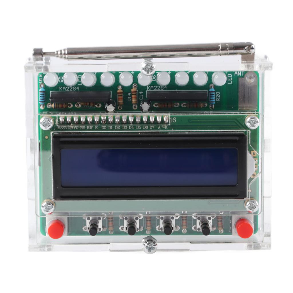 DIY FM Radio 87 To 108MHz LCD Display Digital Radio Receiver with LED Flashing Light for Education Project Pre Assembled