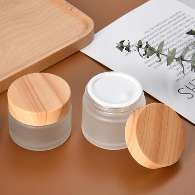 Mini Cam Kavanoz Kozmetik Alt Paket Dolum Ahşap Desenli Kapak Şişe Yüz Kremi Ruj Saklama Kabı Buzlanma Yeniden Doldurulabilir
