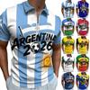 Men's Casual Loose Fit Short Sleeve Polo Shirt with Letter Print Front Zip Up Collar and Soccer Ball Graphic for Outdoor Sports and Daily Wear