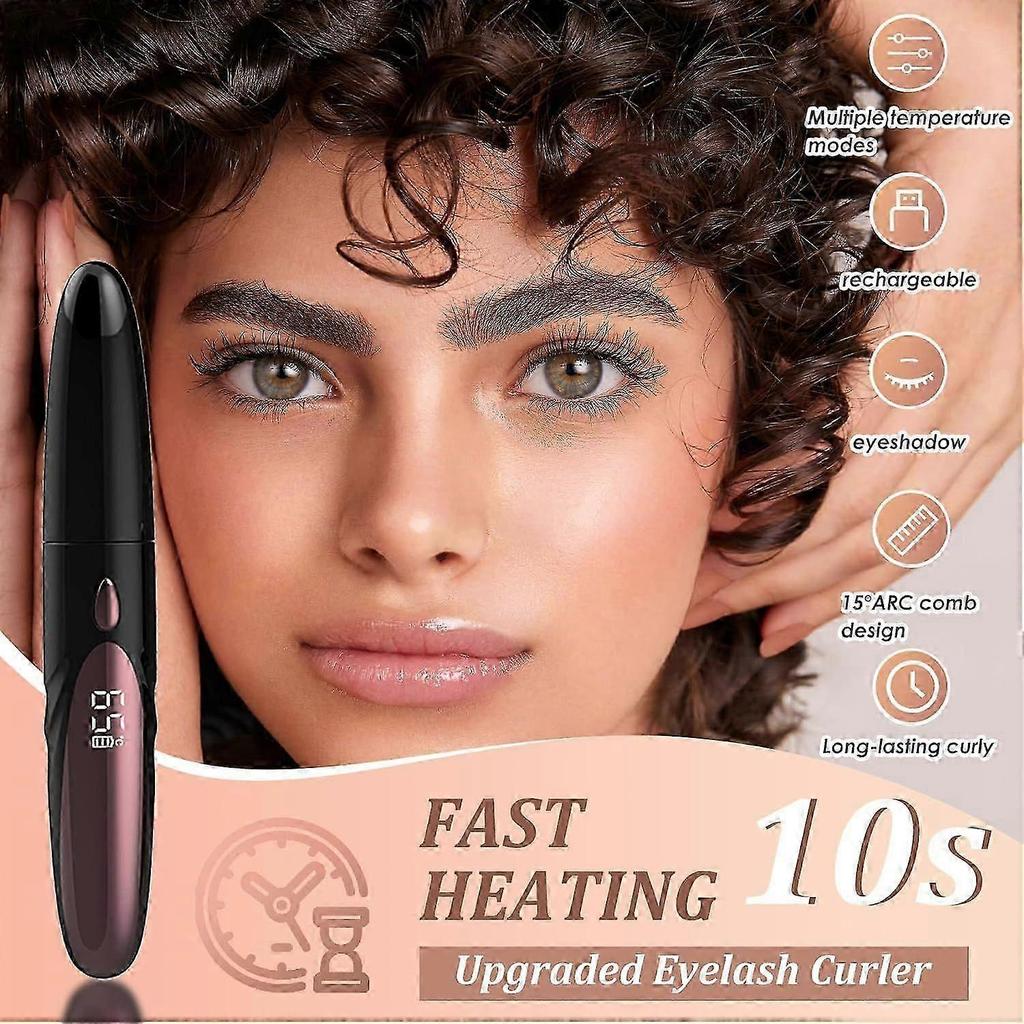 Heated Eyelash Curlers  LED Display USB Rechargeable Electric Eyelash Curler with 4 Heating Modes black