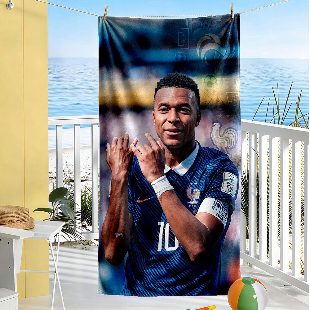 Mbappe Beach Towel Soft Durable Quick-Dry Comfortable Lightweight Suitable for Swimming, Gym, Camping, Yoga Vacation