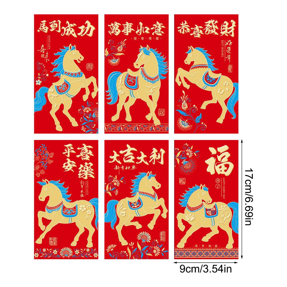 

Year Of The Horse Red Envelopes 2026 6 Pieces Cartoon Portable Decoration Chinese Money Envelopes For Girlfriend Men Women Kids