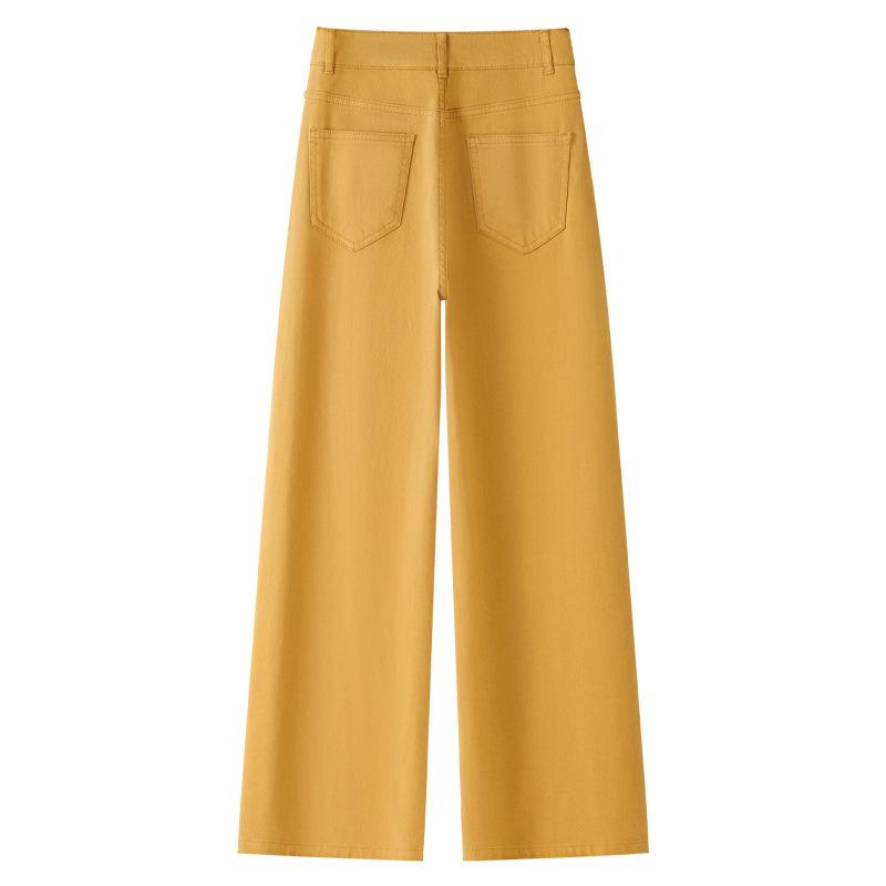 2025 Women's High-Waisted Yellow Wide-Leg Jeans: Slimming, Straight-Leg, Floor-Length, Spring Collection