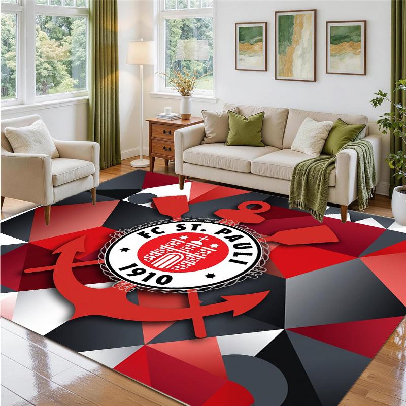 FC St. Pauli Football Design Crystal Velvet Rug Soft Decorative Mat for Bedroom Entrance
