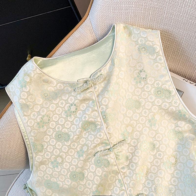 2025 Women's High-End Retro Jacquard Tang Style Sleeveless Vest