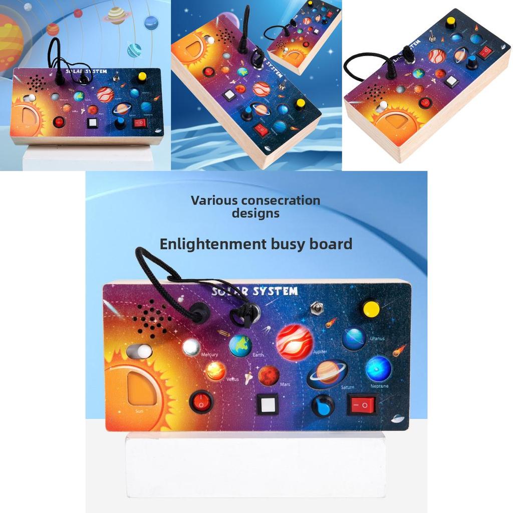 Wooden Solar System Busy Light Circuit Board Educational Toy For Early Learning