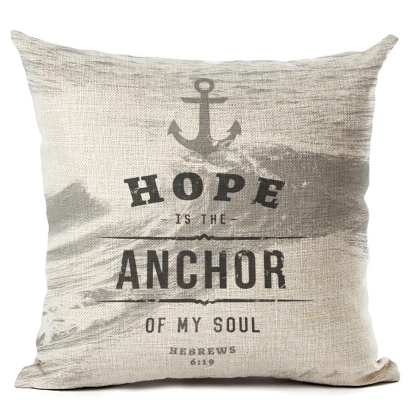Husă de pernă din bumbac, în stil nordic, model de ancoră, navă marină, husă de pernă, husă de pernă decorativă Cojines Almofadas
